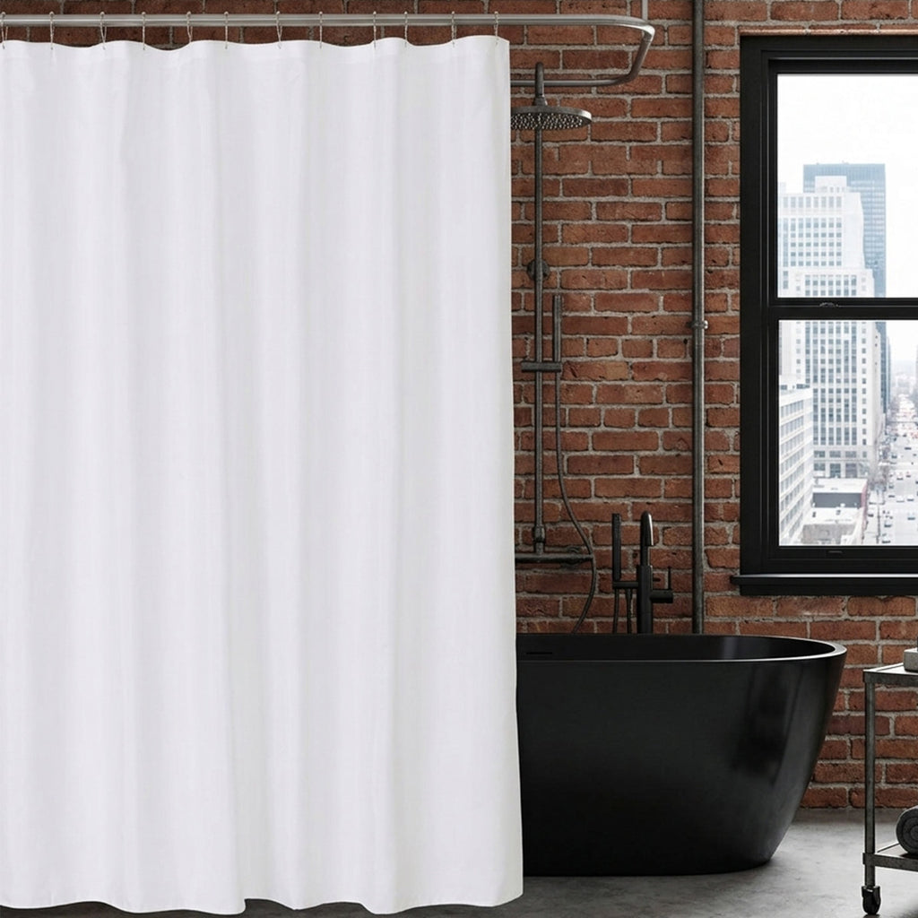 Fabric Shower Curtain Liner, Hotel-Quality Polyester Shower Curtain with Magnets, Machine Washable, White, 72" x 72"