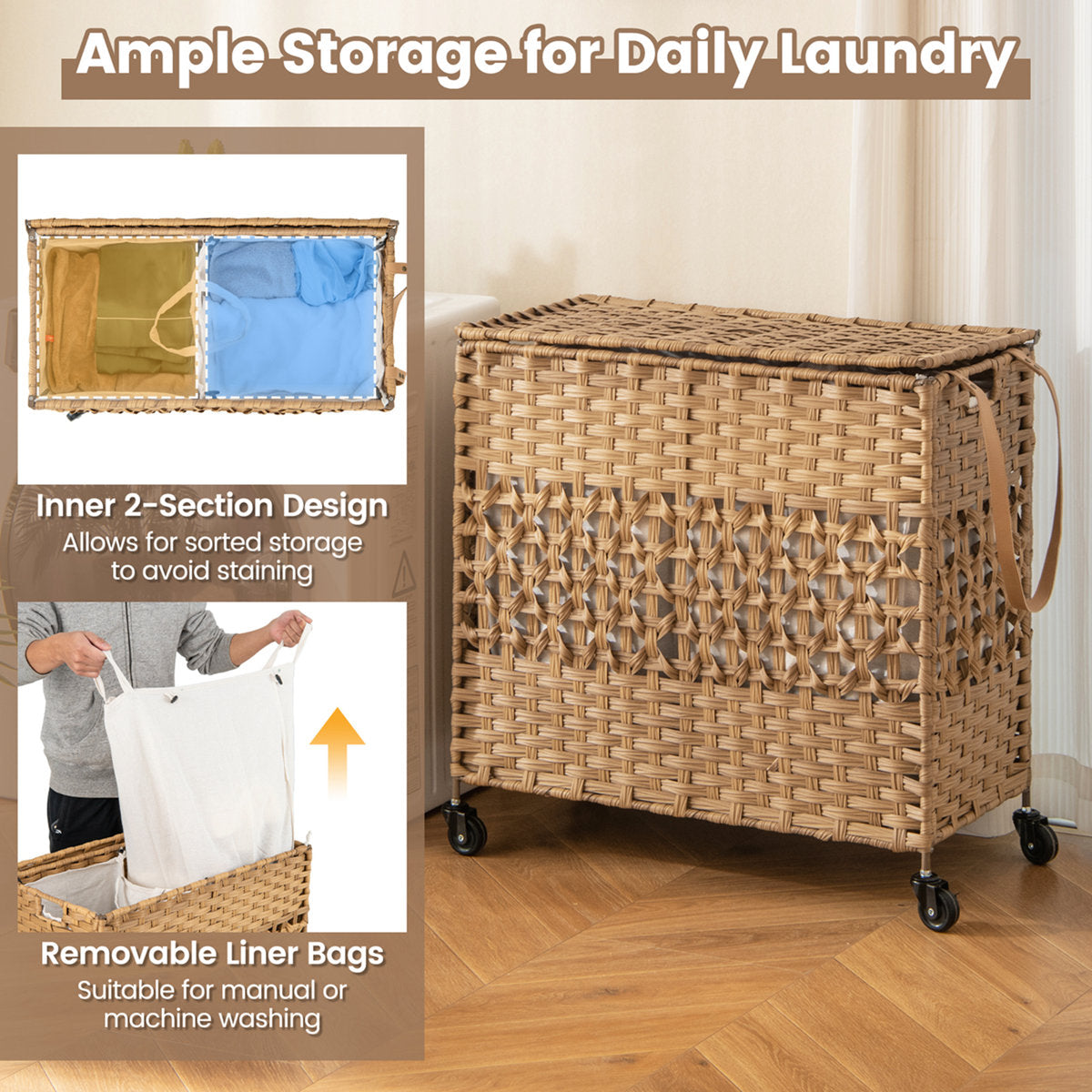 Fabric and Stainless Steel Laundry Hamper