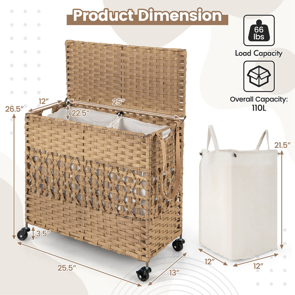 Fabric and Stainless Steel Laundry Hamper
