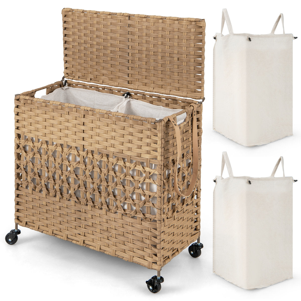 Fabric and Stainless Steel Laundry Hamper