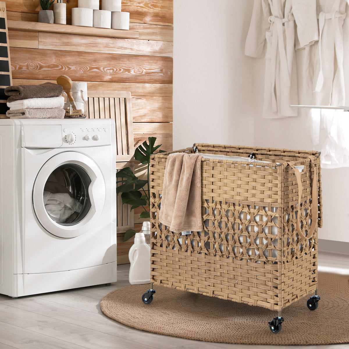 Fabric and Stainless Steel Laundry Hamper