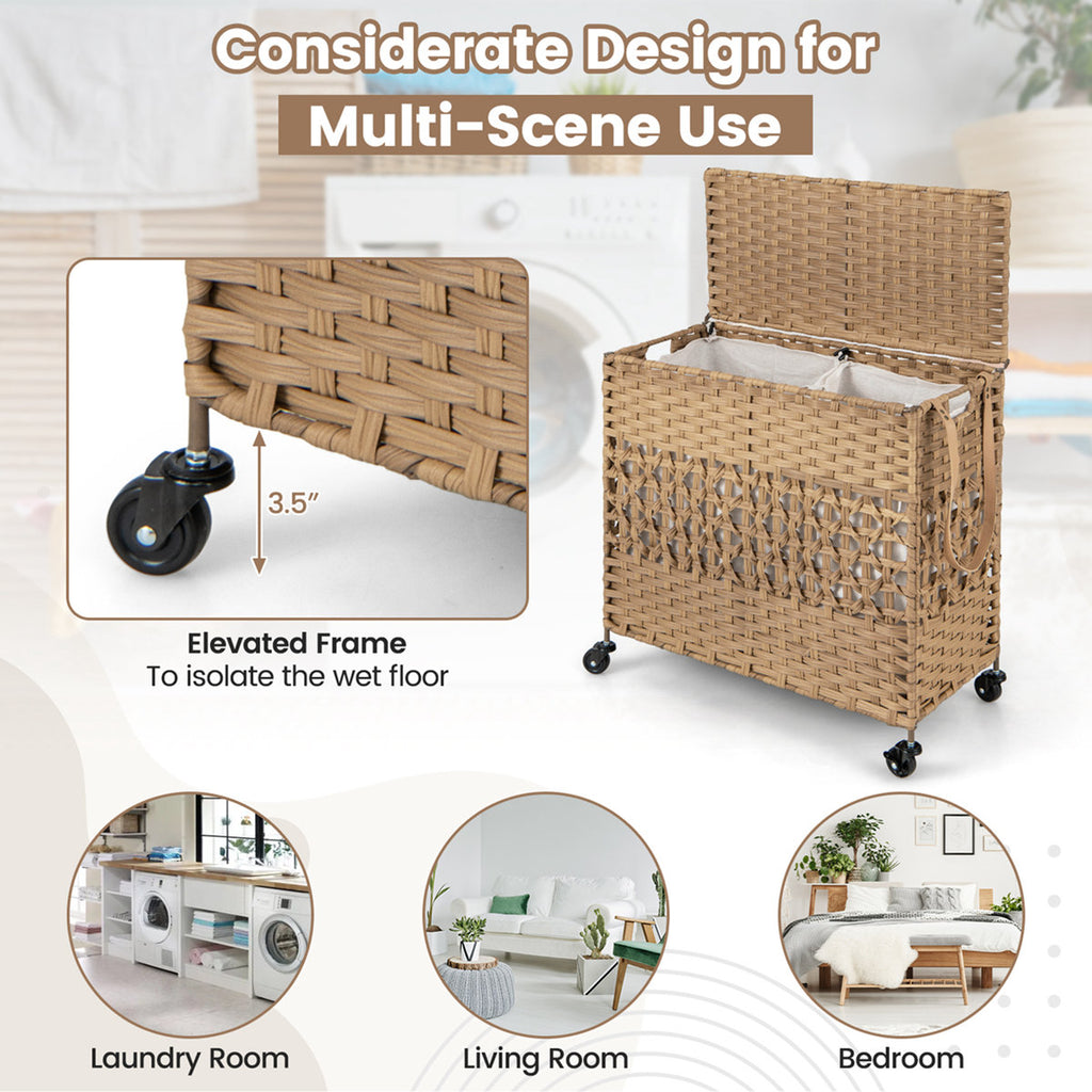 Fabric and Stainless Steel Laundry Hamper