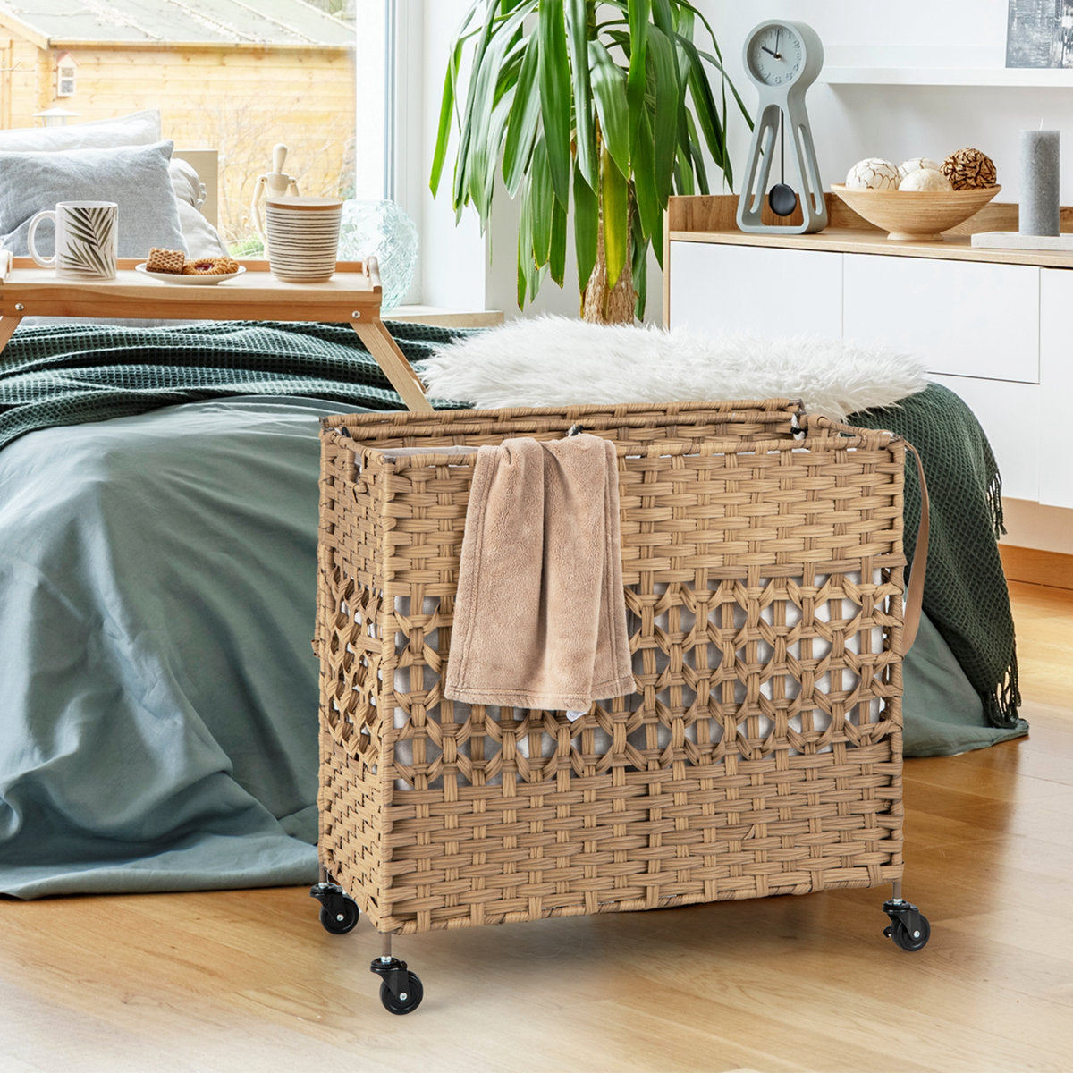 Fabric and Stainless Steel Laundry Hamper