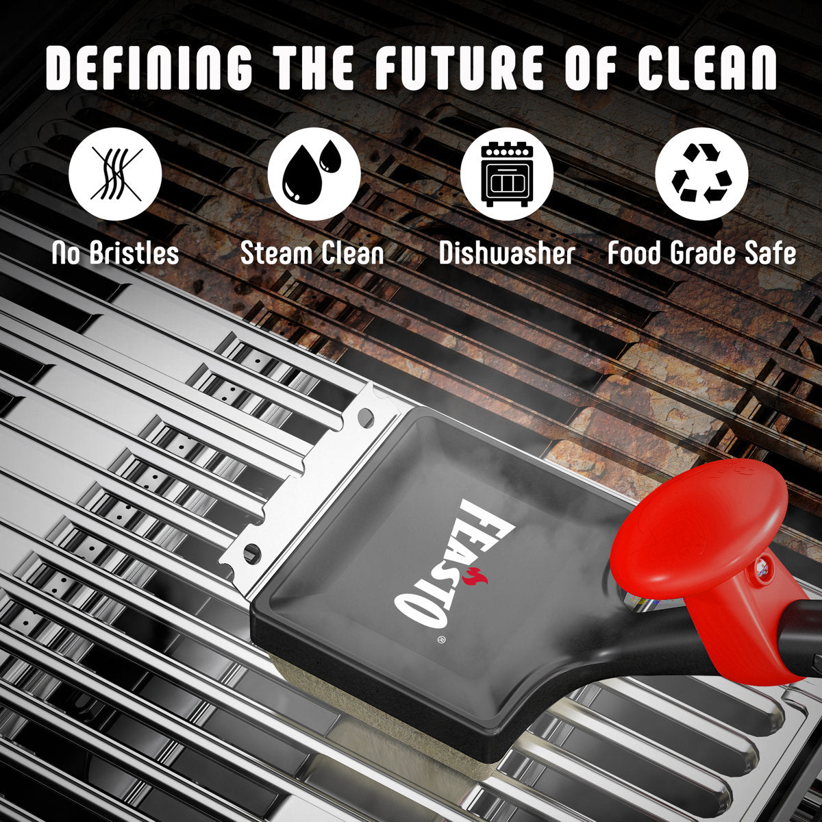 Feasto 2-burner Propane Gas Grill With Cleaning Brush