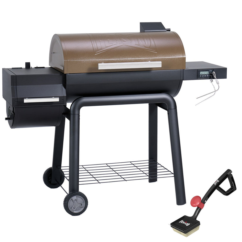 Feasto 30-Inch Heavy-Duty Charcoal Grill with Offset Smoker and Cleaning Brush