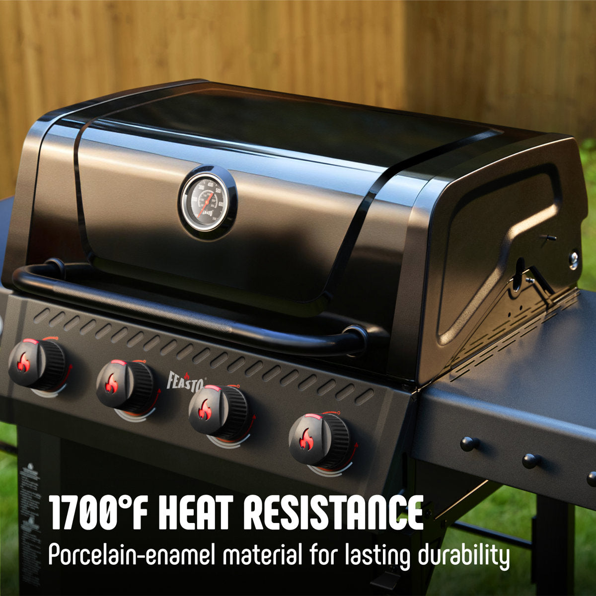 Feasto 4-Burner Propane Gas Grill With Collapsible Bbq Prep Tub