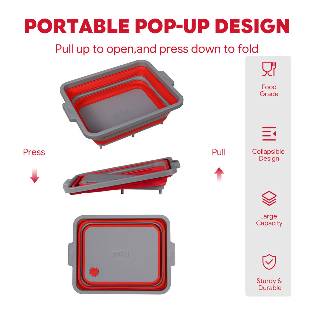 Feasto Charcoal Grill With Collapsible Bbq Prep Tu