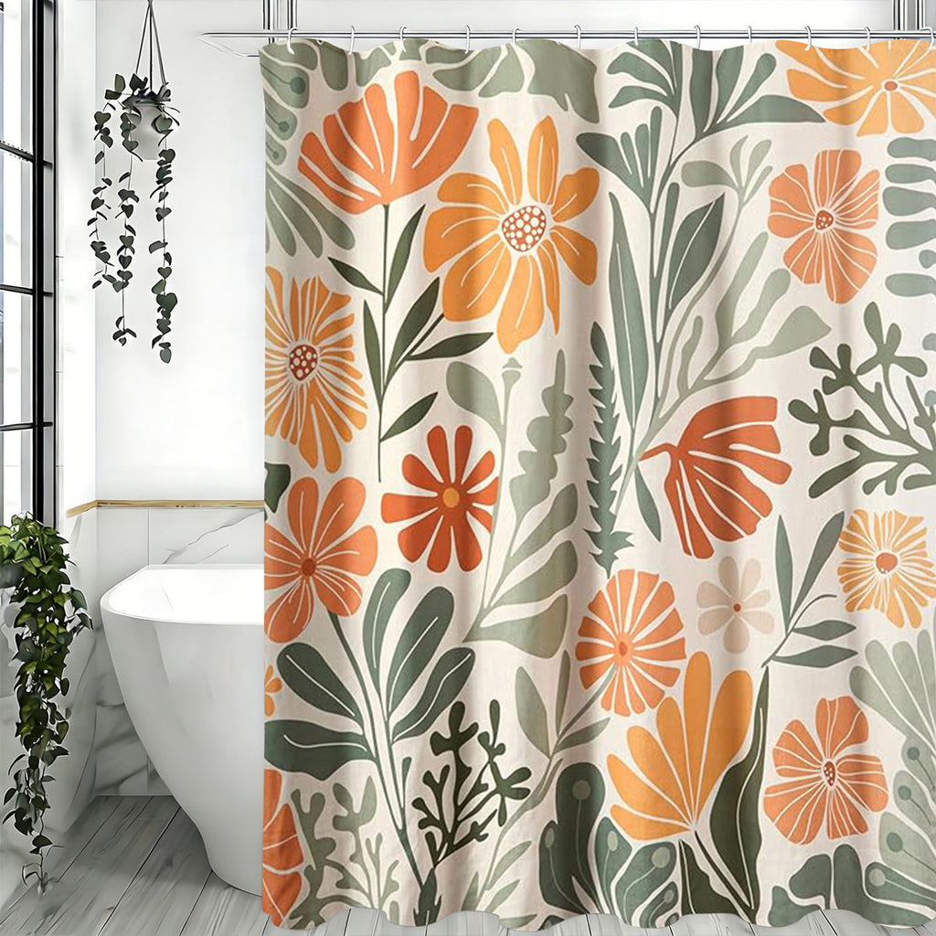 Floral Shower Curtains with Hooks Included