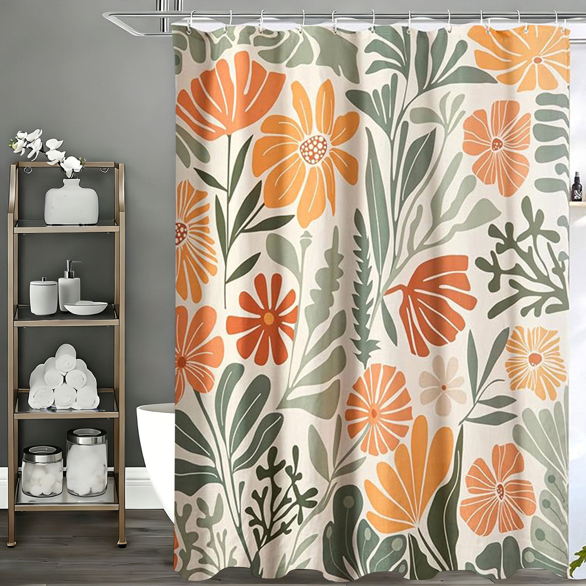 Floral Shower Curtains with Hooks Included