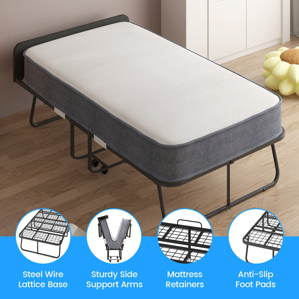 Folding Guest Bed with 5" Memory Foam Mattress & Casters