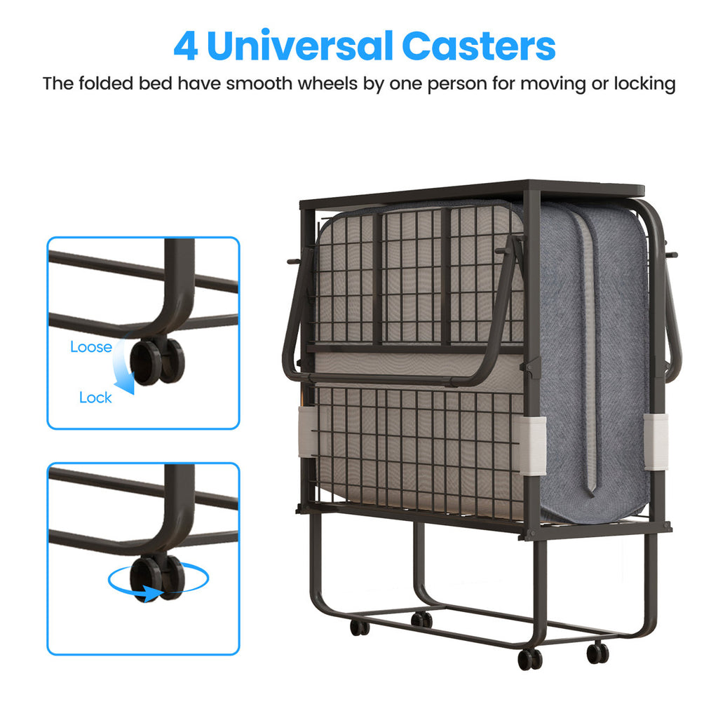Folding Guest Bed with 5" Memory Foam Mattress & Casters