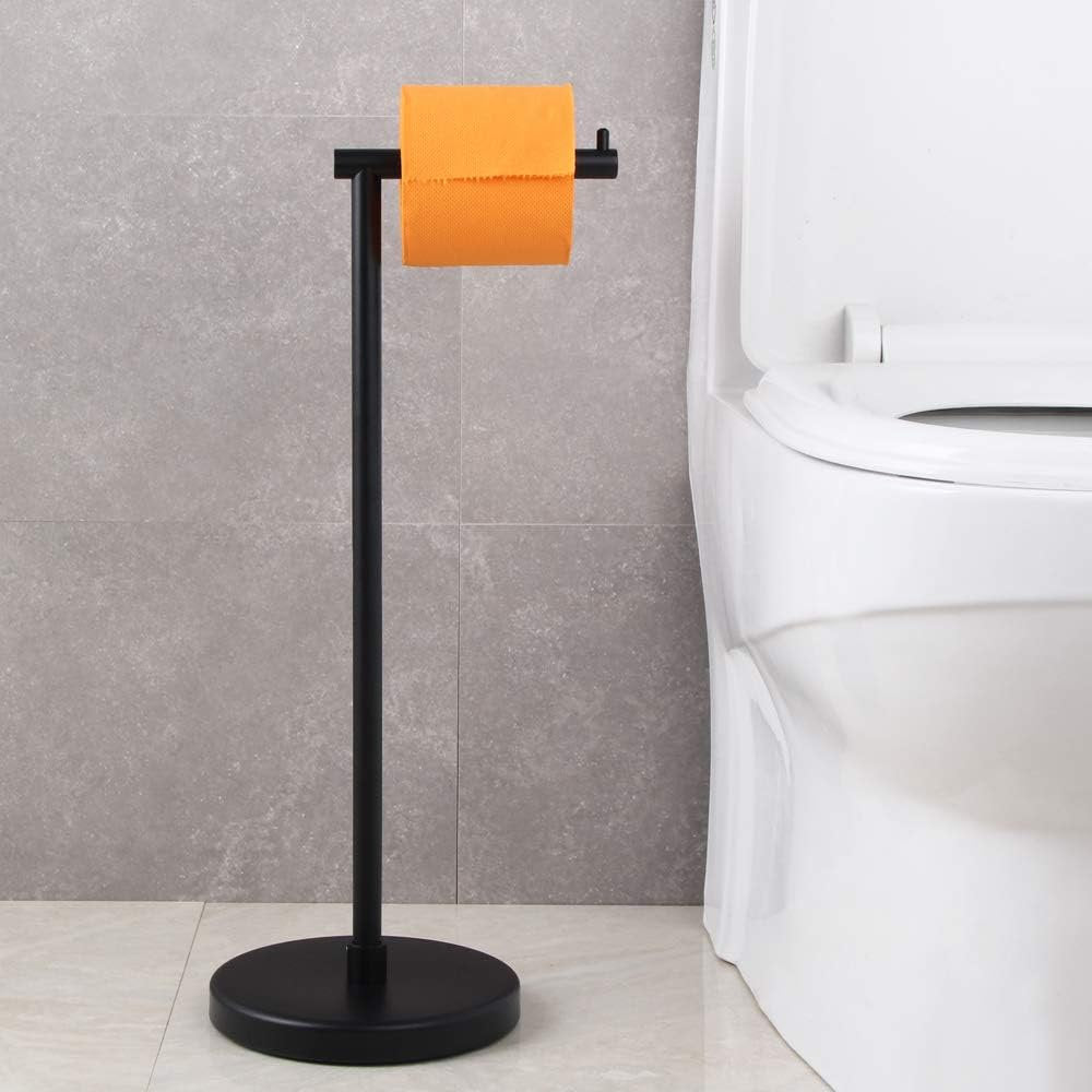 Free Standing Floor-Mounted Toilet Paper Holder,  Matte Stainless Steel, Modern Design, Durable & Easy Installation