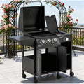 Freestanding Outdoor Gas Barbecue Grill, Household BBQ Cooking Grill Equipped with Practical Side Burner for Backyard Patio Outdoor Cooking