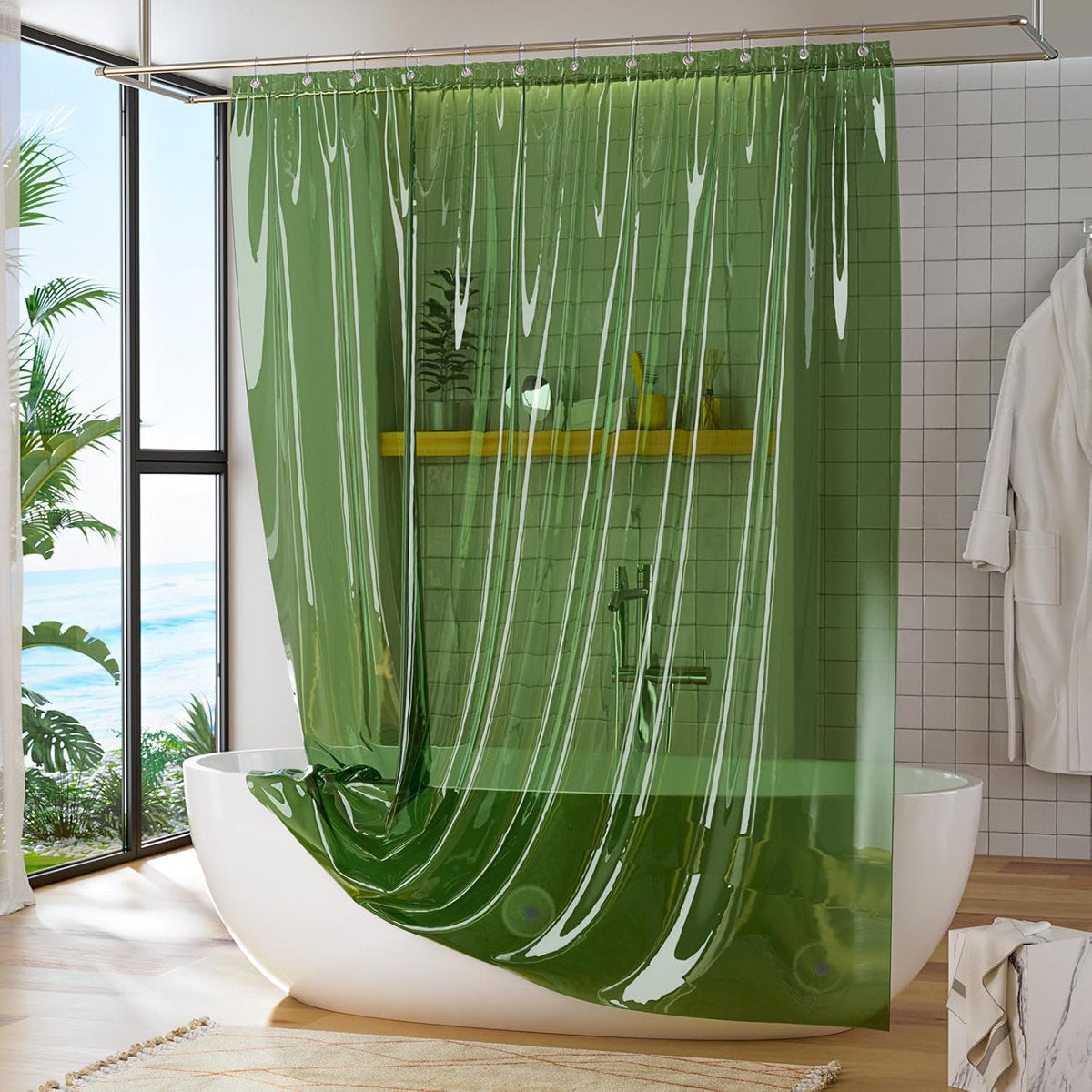 Frosted Waterproof Shower Curtain Liner With Magnets And Rustproof Grommets - Lightweight PEVA Material For Bathroom Use