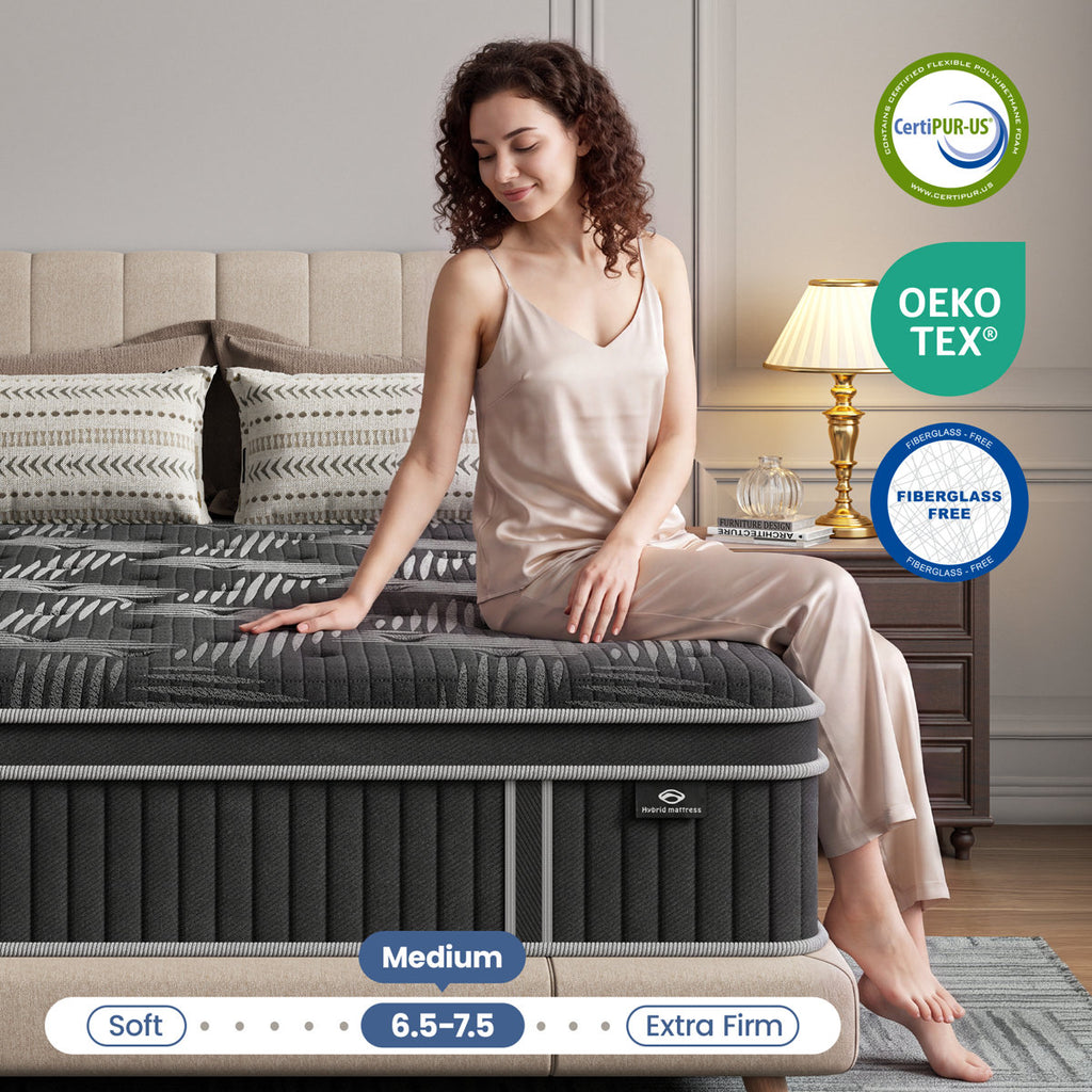 Full Size Hybrid Mattress Medium Firm Pocket Spring,12 Inch Gel Memory Foam Mattress in a Box Euro Top
