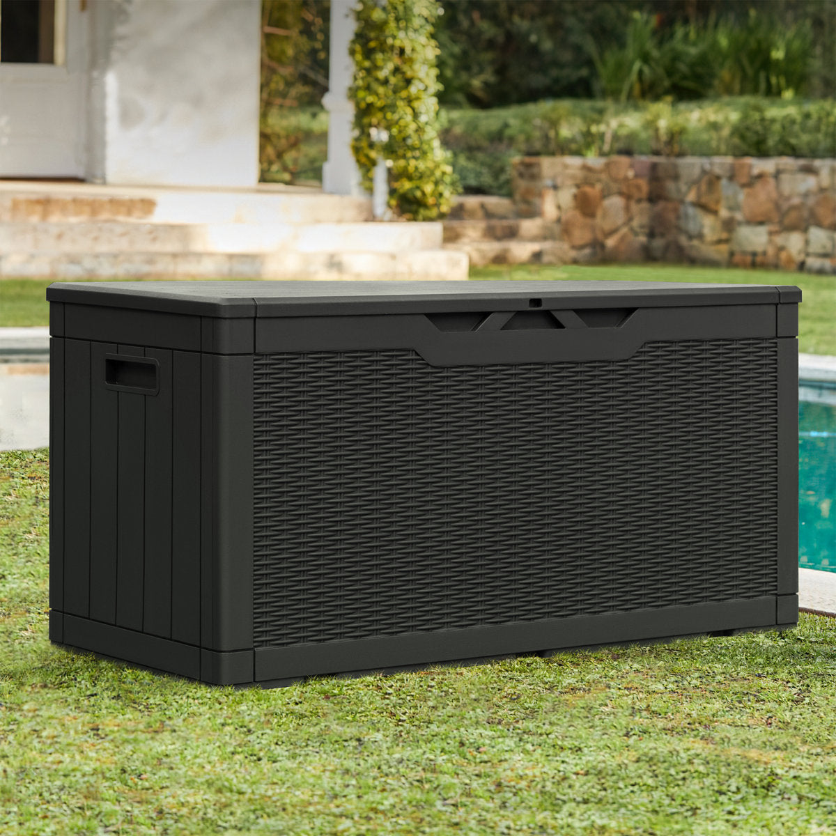 Furmax 48.6 W 100 Gallons Resin Lockable Deck Box