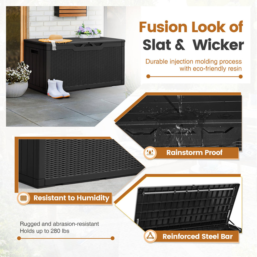 Furmax 48.6 W 100 Gallons Resin Lockable Deck Box