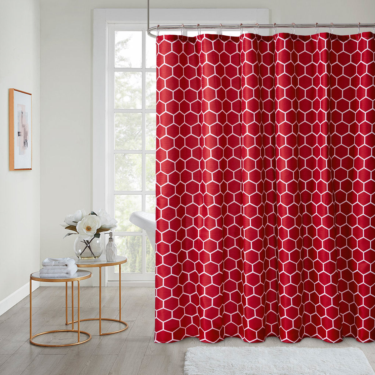 Geometric Shower Curtain with Hooks Included