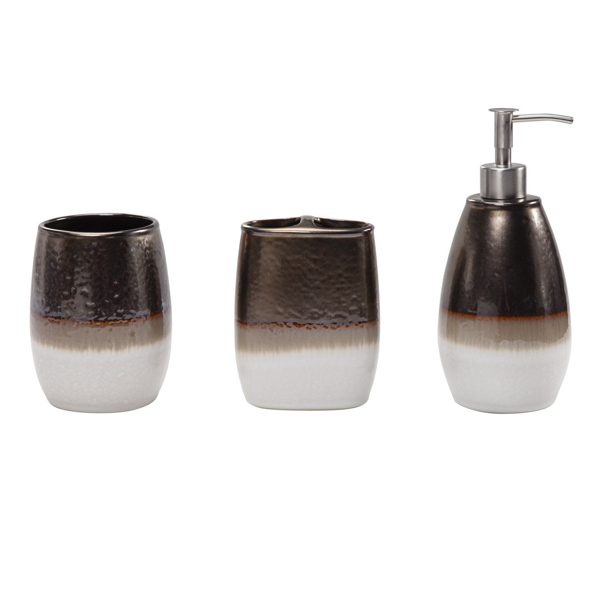Gilded Stoneware Ceramic / Porcelain Bathroom Accessory Set