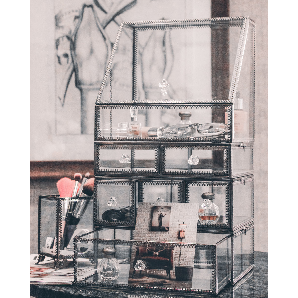 Glass Makeup Organizer