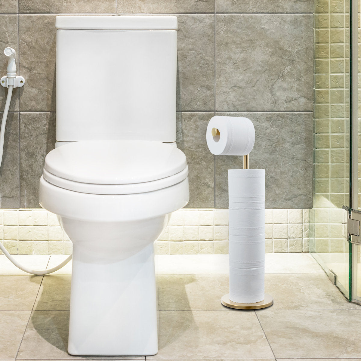 Gold Free Standing Toilet Paper Holder WAYBATH0197BAS