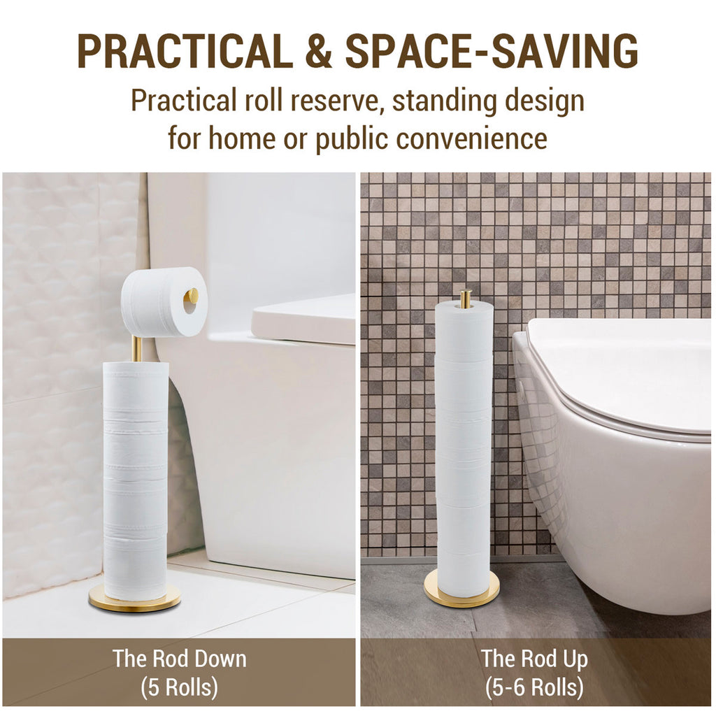 Gold Free Standing Toilet Paper Holder WAYBATH0197BAS