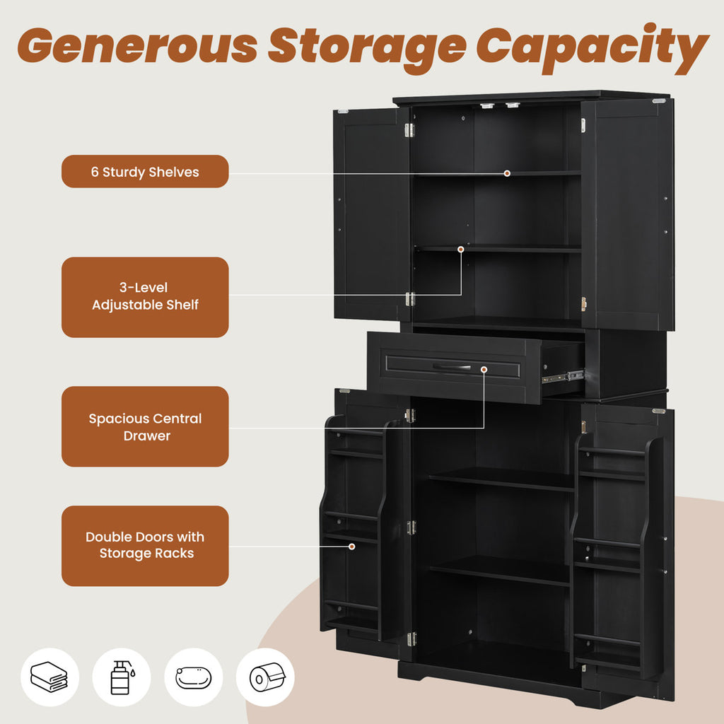 Harlowe Modern Bathroom Storage Cabinet with Adjustable Shelf, Drawer and Multi-Functional Storage