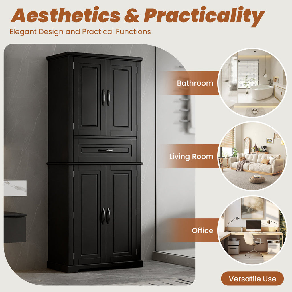 Harlowe Modern Bathroom Storage Cabinet with Adjustable Shelf, Drawer and Multi-Functional Storage