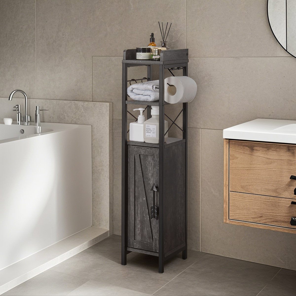Haslom Freestanding Linen Cabinet