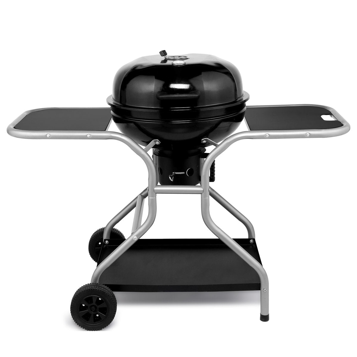Heavy Duty Kettle Barbecue Grill, Porcelain Enamel Charcoal Grill With Side Shelves Hooks For Patio Backyard Outdoor Bbq Party