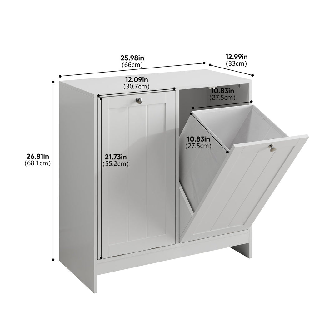 Hidden Laundry Hamper Cabinet With 2 Removable Sorting Baskets