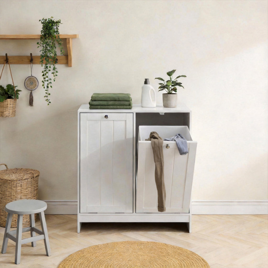 Hidden Laundry Hamper Cabinet With 2 Removable Sorting Baskets