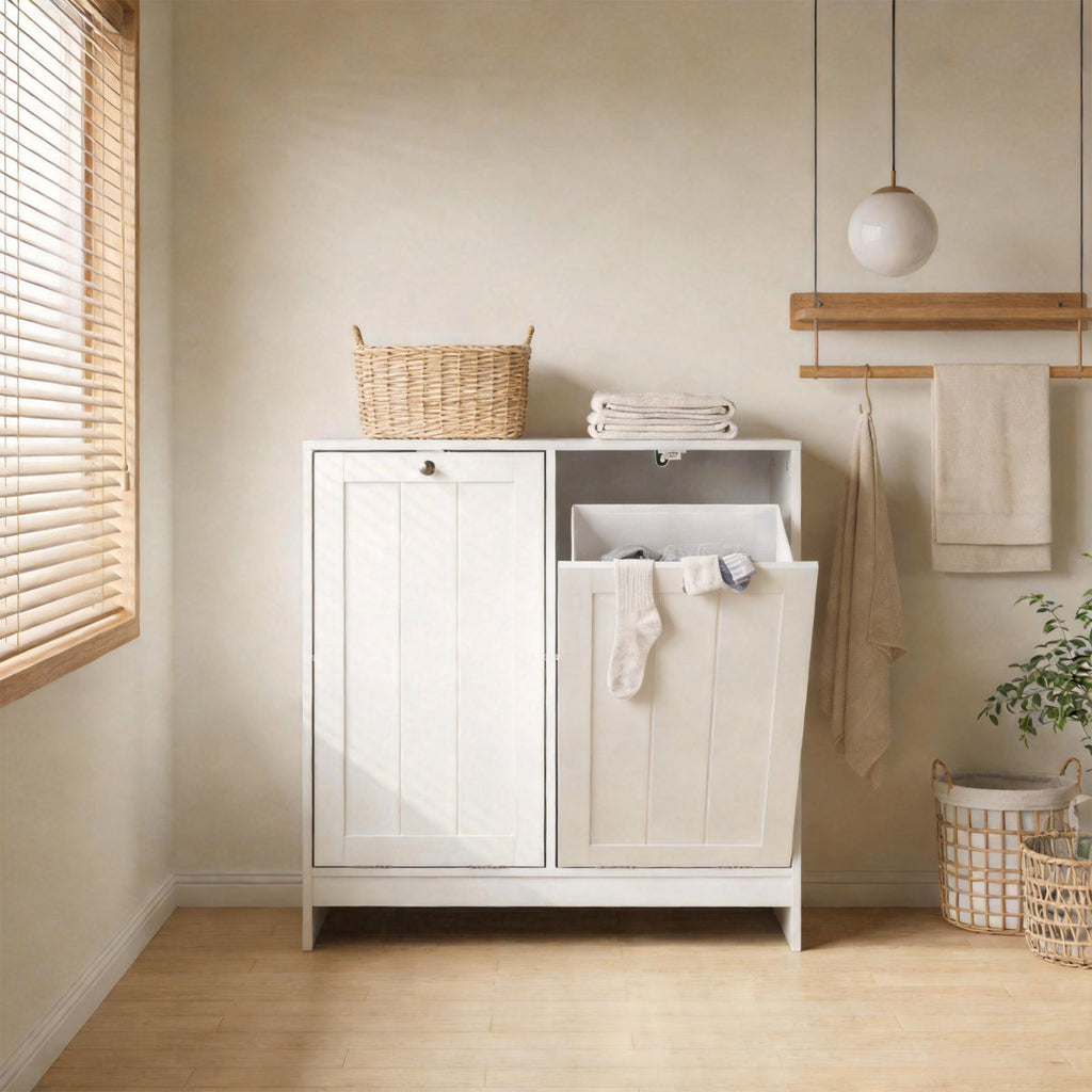 Hidden Laundry Hamper Cabinet With 2 Removable Sorting Baskets