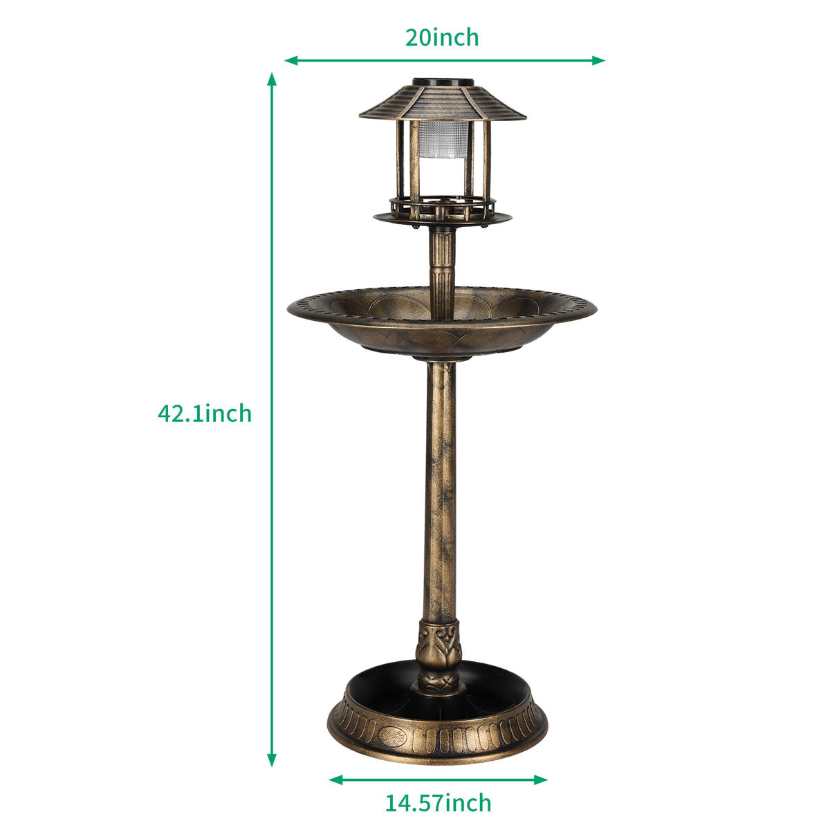 Hiles Polypropylene Birdbath with Solar Light
