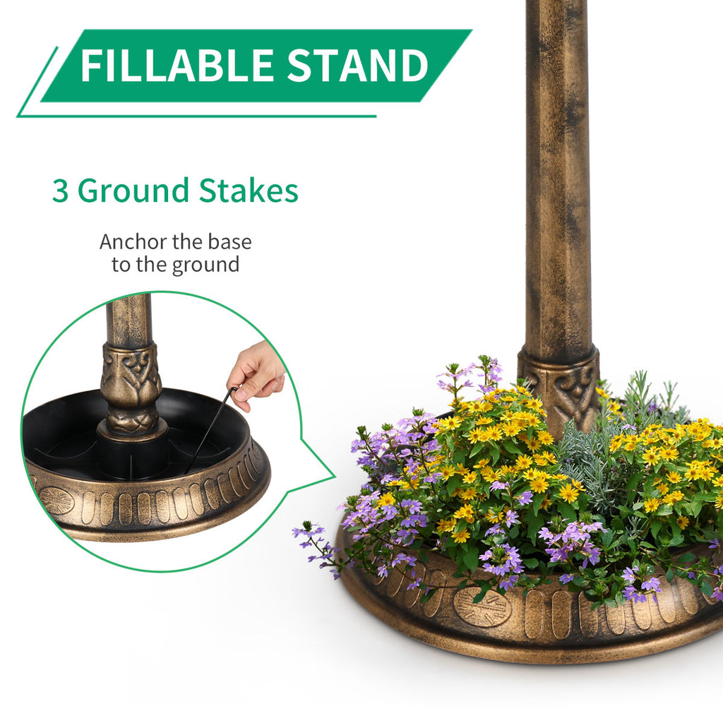 Hiles Polypropylene Birdbath with Solar Light