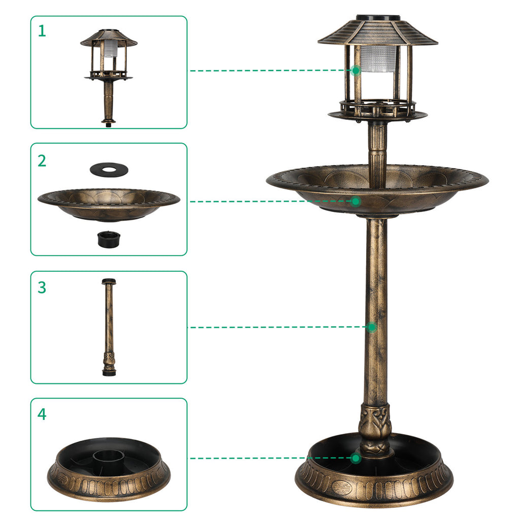 Hiles Polypropylene Birdbath with Solar Light