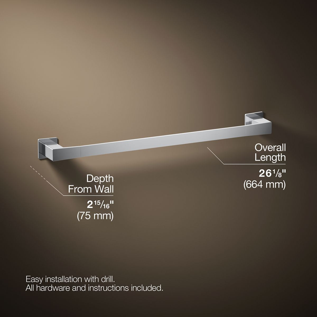 Honesty Towel Bar K-26634-CP