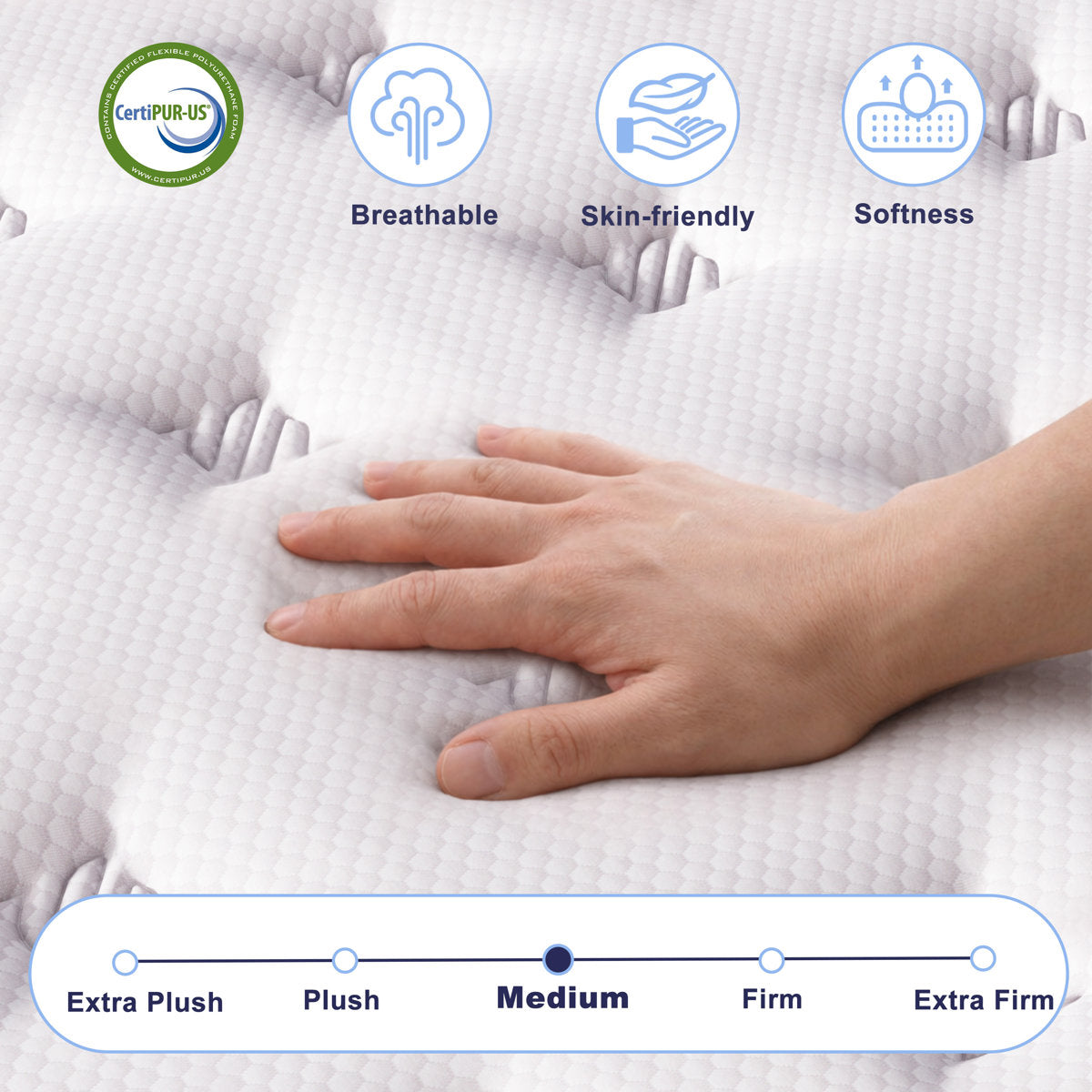 Huynh Sleep 10"/12"/14" Medium Firm Cooling Gel Memory Foam Hybrid Mattress in a Box - Individually Wrapped Pocket Coils, Pressure Relief, CertiPUR-US Certified