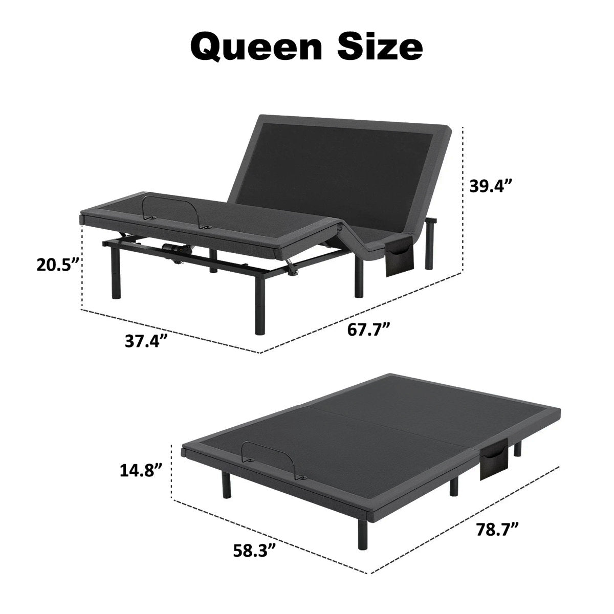 Iduna Adjustable Bed Frame with Massage ,Wireless Remote Adjustable Base Zero Gravity & Anti-Snore Modes Under Bed Lighting, 4 USB Ports