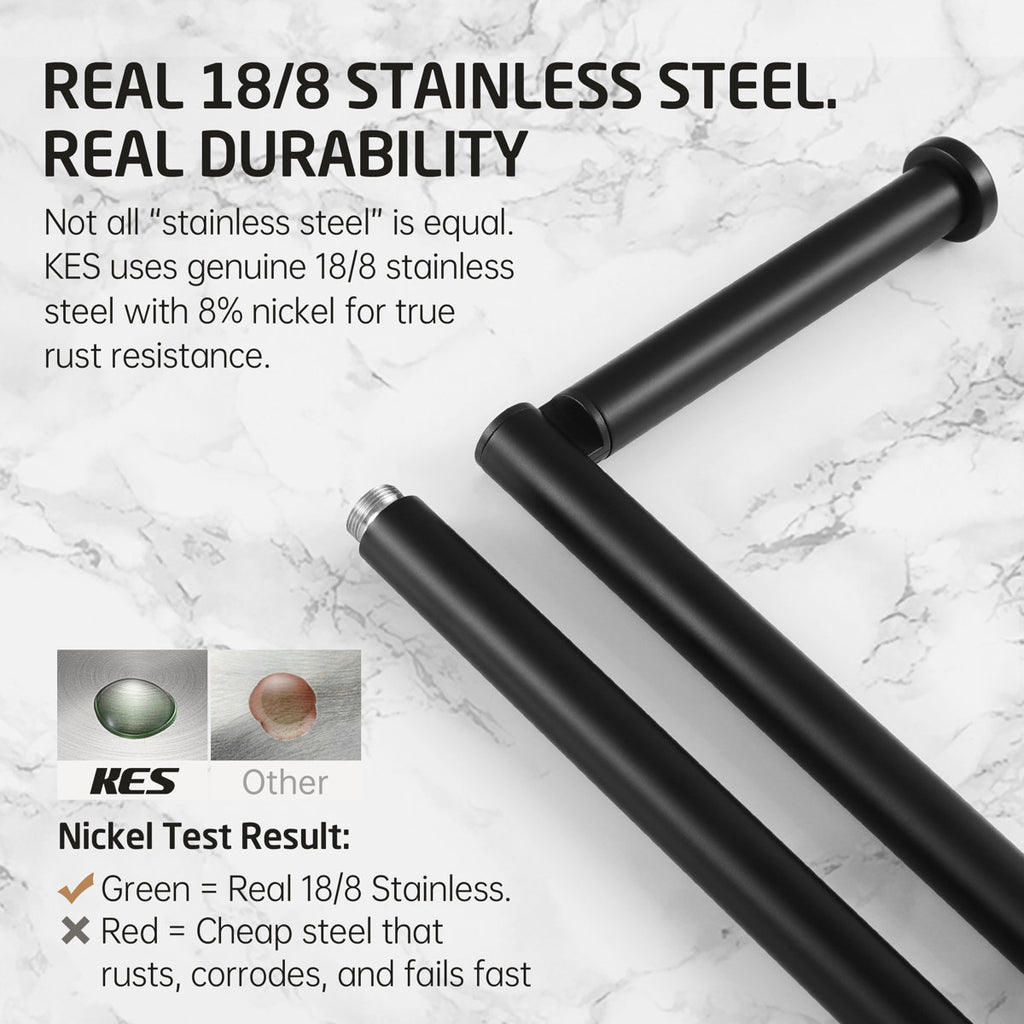 KES 24.8" H Toilet Paper Holder Stand with Weighted Natural Marble Base with Reverse, 18/8 Stainless Steel Tissue Holder for Bathroom, Matte Black BPH582BWF-BK