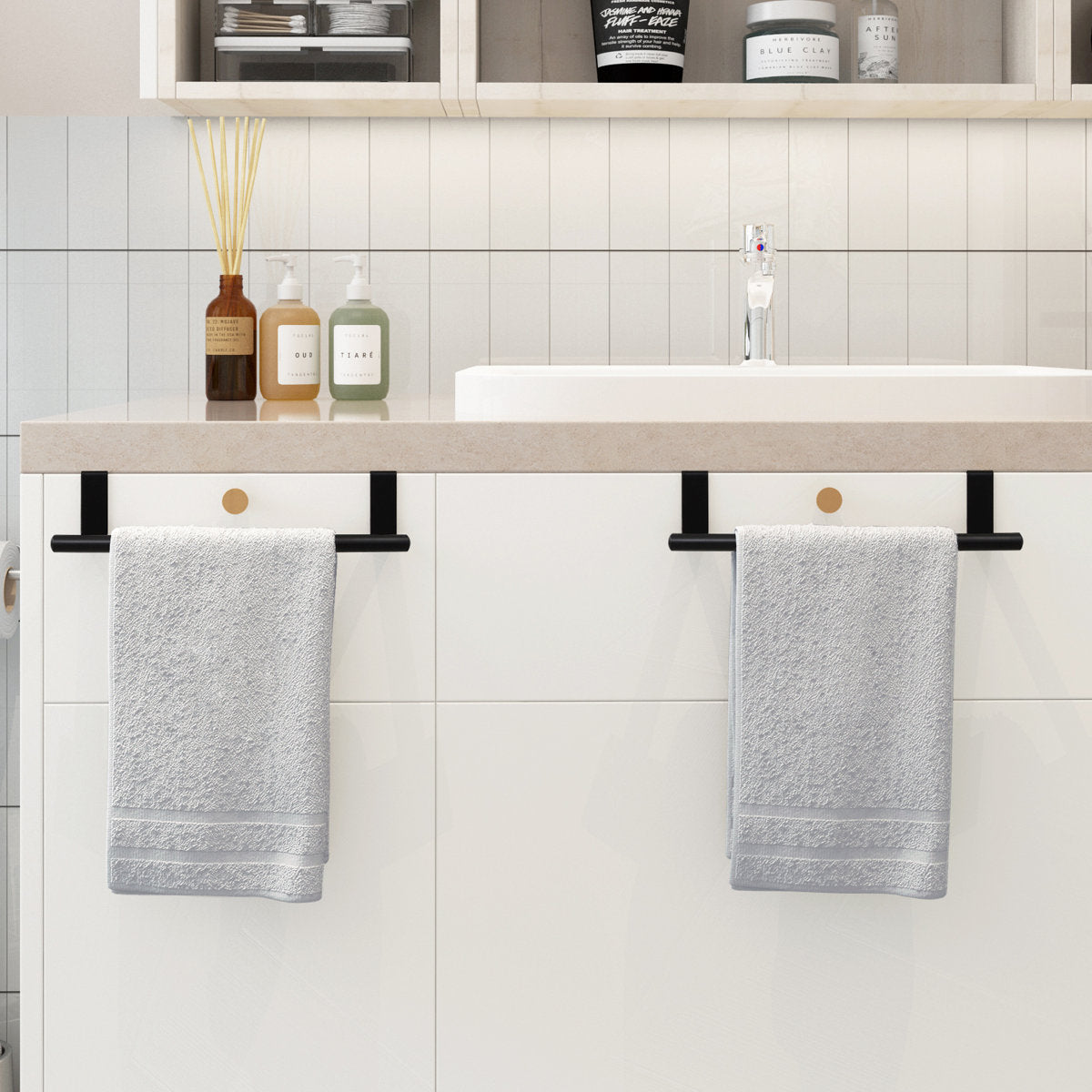 KES Over-The-Door Towel Bar Towel Rack Kitchen Bathroom Over the Cabinet (Set of 2) KTH500S26WF-BK-P2