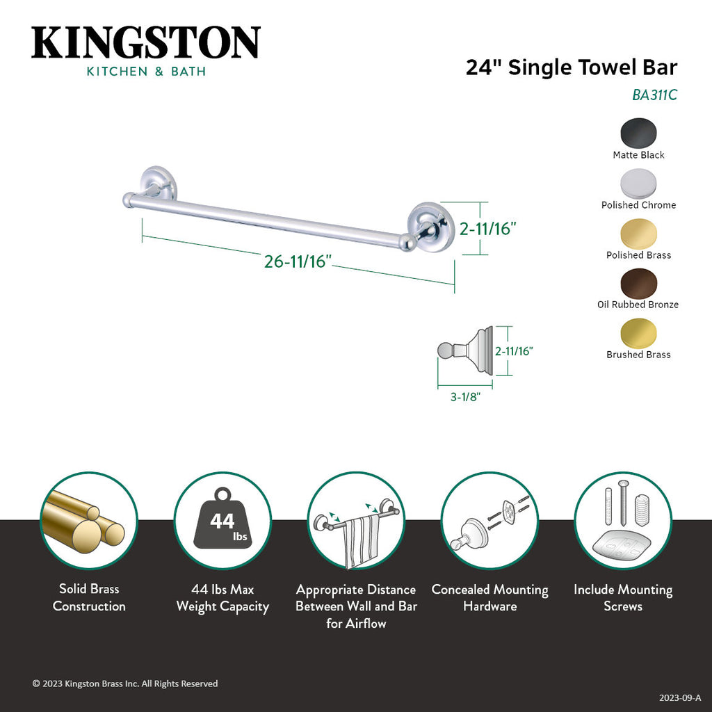 Kingston Brass Classic 24-Inch Towel Bar BA311BB