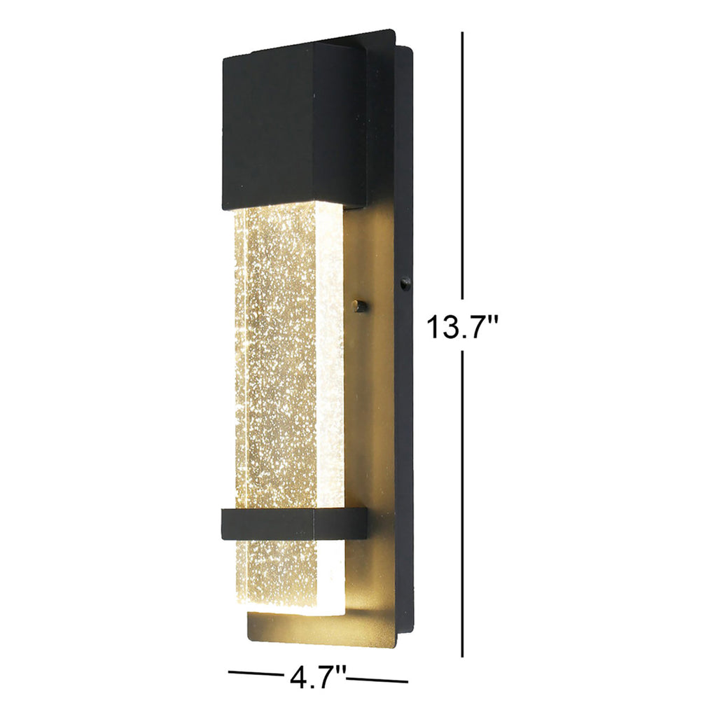 Klint Wall Light Led 12W Crystal Wall Sconce Outdoor Waterproof Black Dimmable
