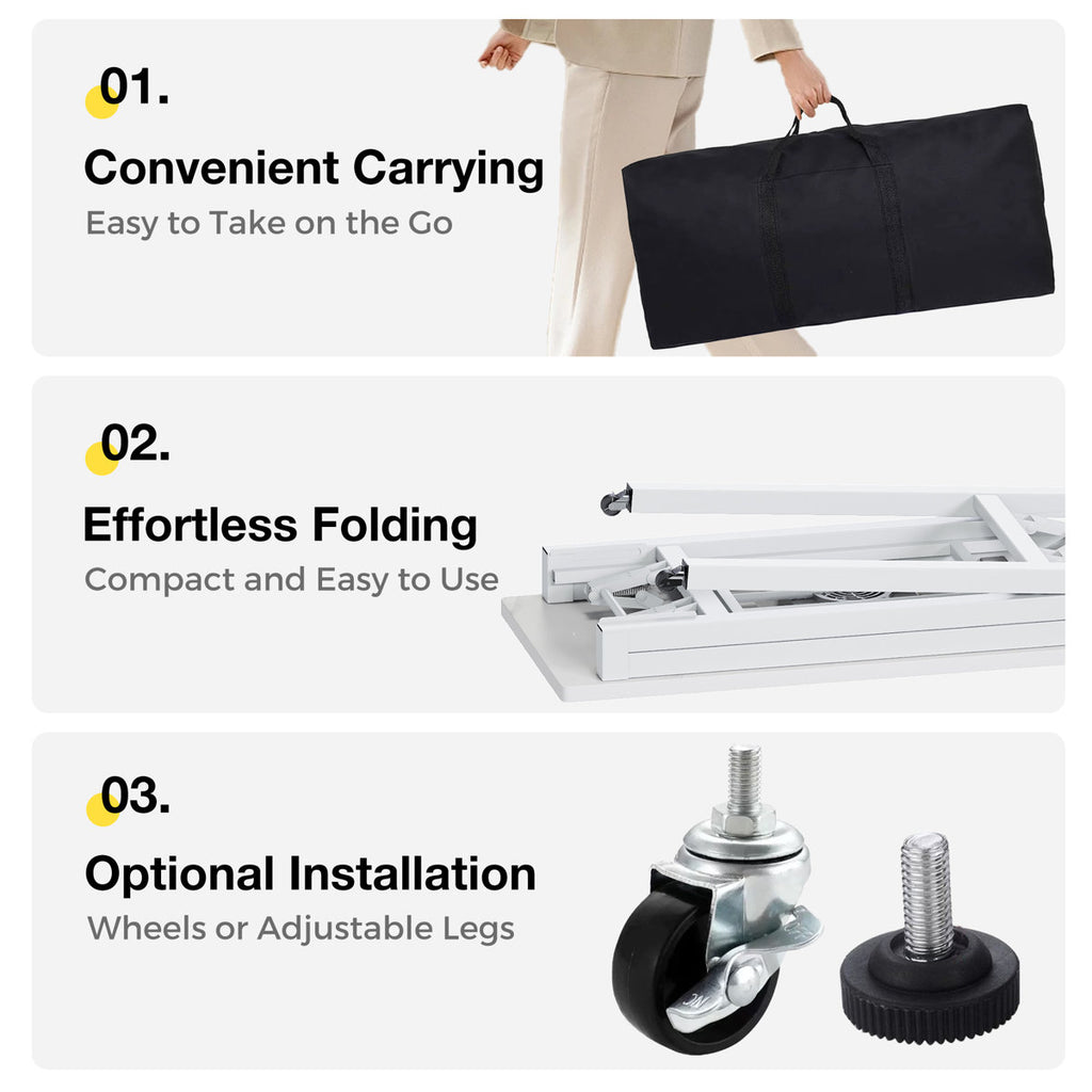 Kylan Professional Foldable Nail Table with Metal Frame, Dust Collector, Wrist Cushion, LED Lamp and Storage Accessories