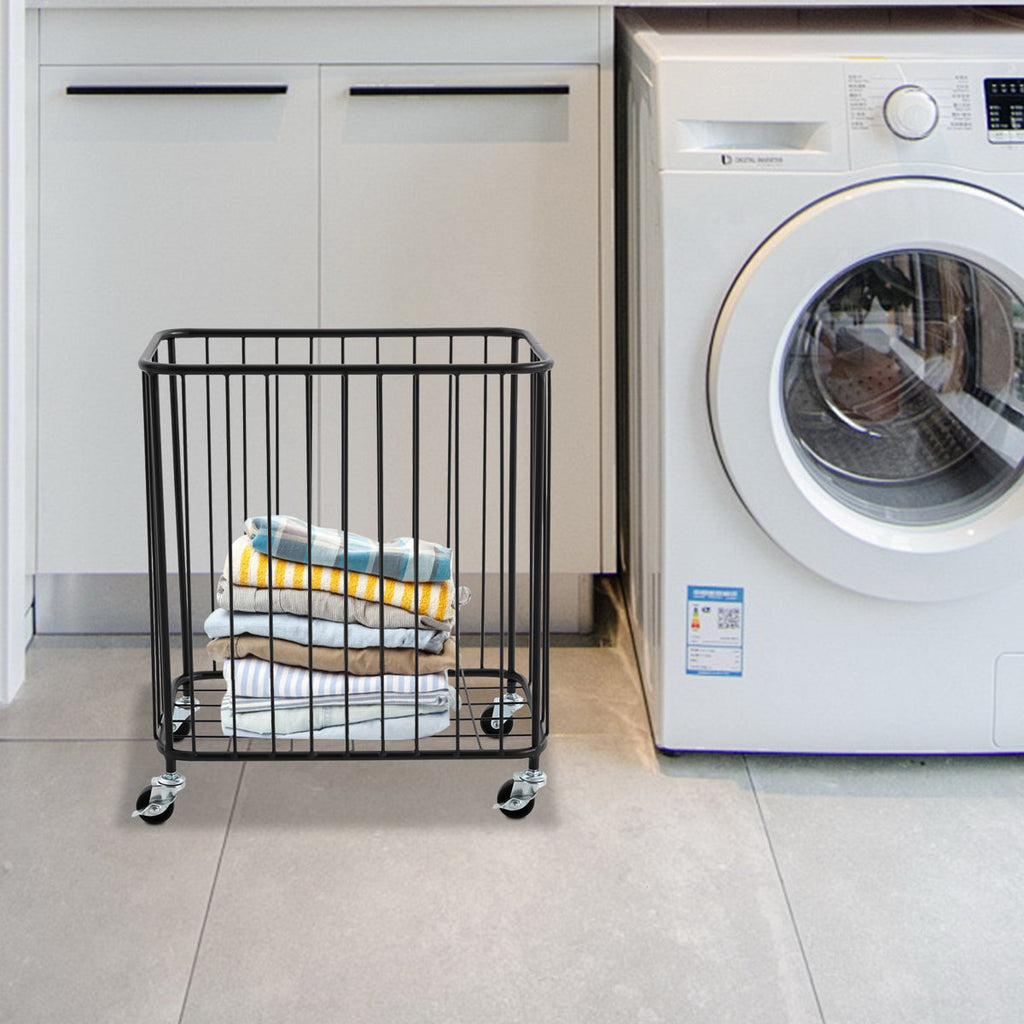 Large-Size Metal Laundry Basket Cart