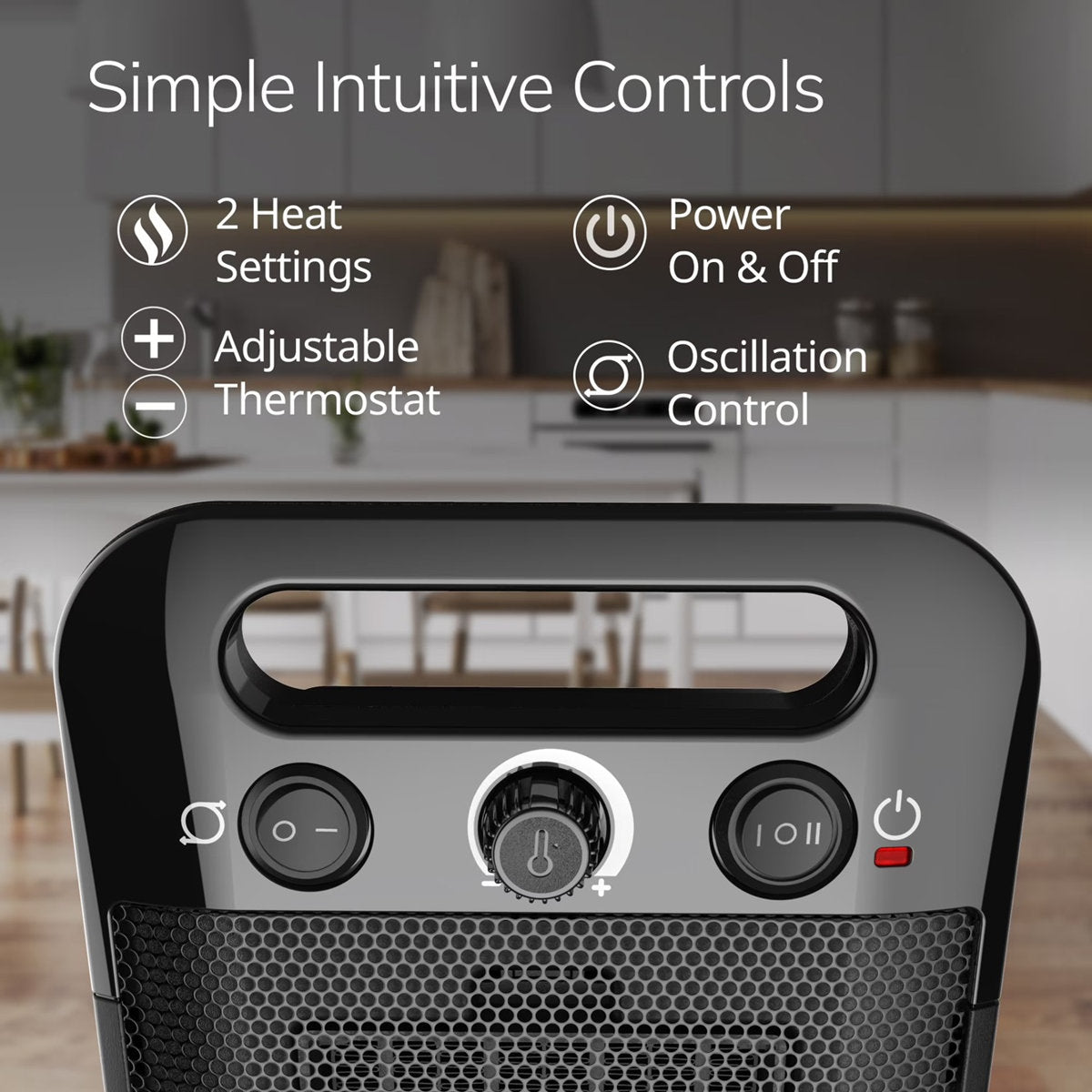 Lasko CD12100 Oscillating Personal Space Heater with Adjustable Thermostat, Black