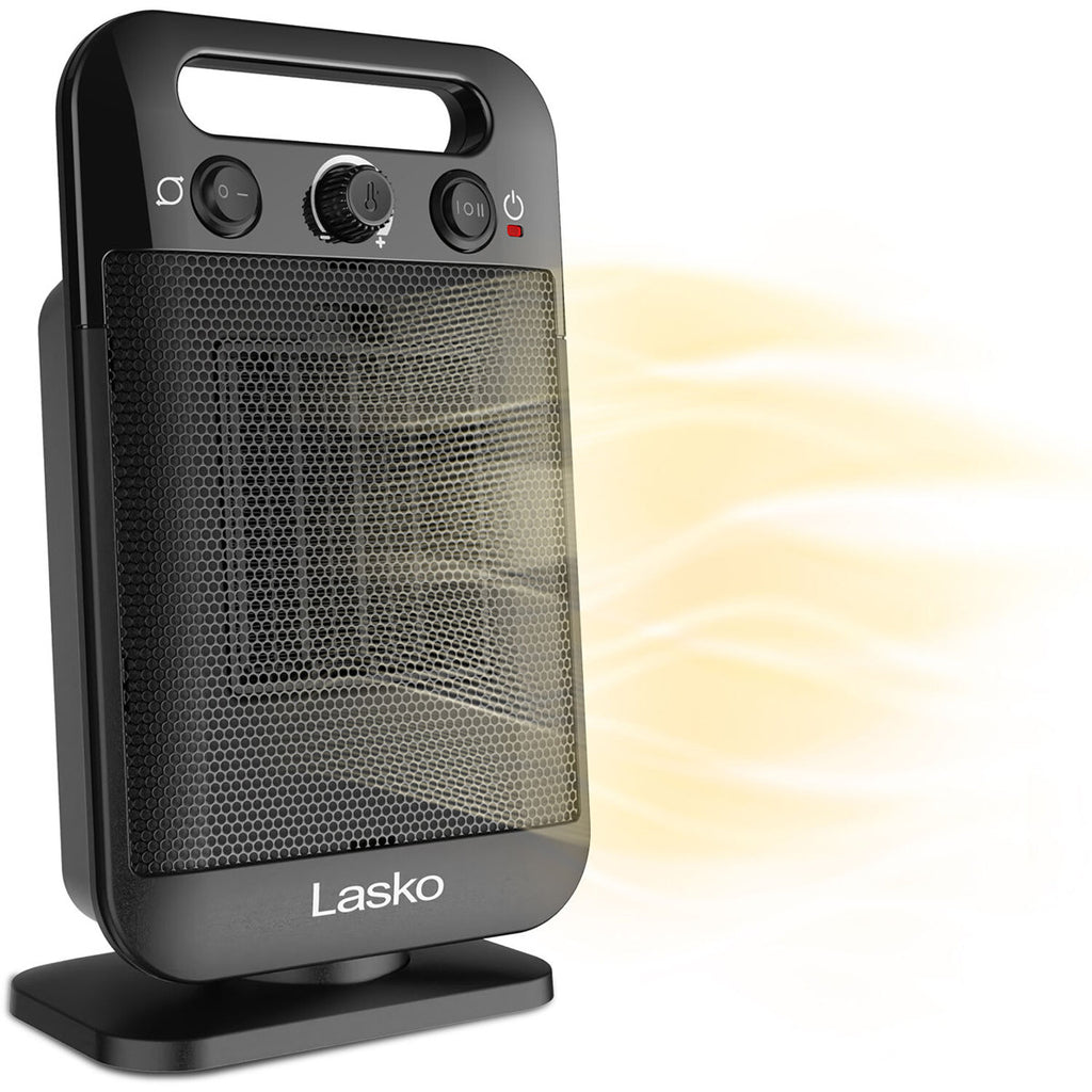 Lasko CD12100 Oscillating Personal Space Heater with Adjustable Thermostat, Black