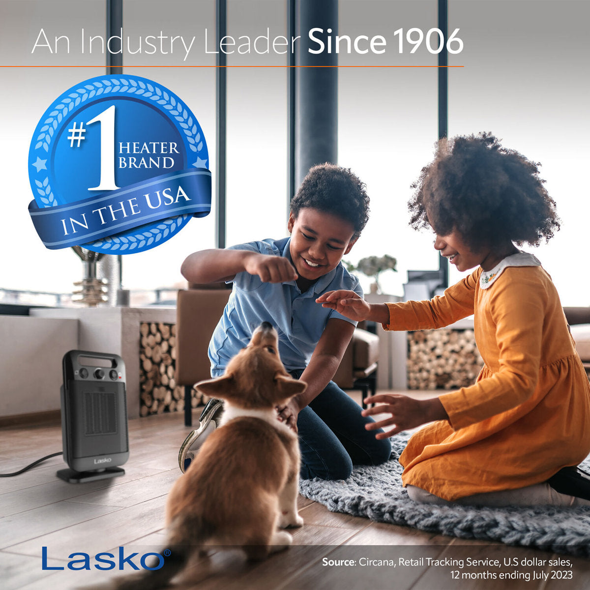 Lasko CD12100 Oscillating Personal Space Heater with Adjustable Thermostat, Black