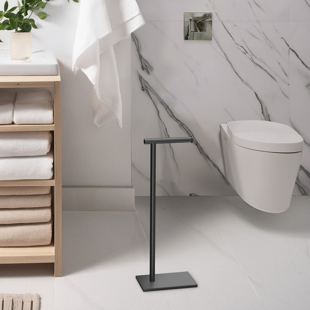 Latitude II Free Standing 21.25"H Toilet Paper Holder with Weighted Base | Toilet Paper Roll Holder Stand 1431MX