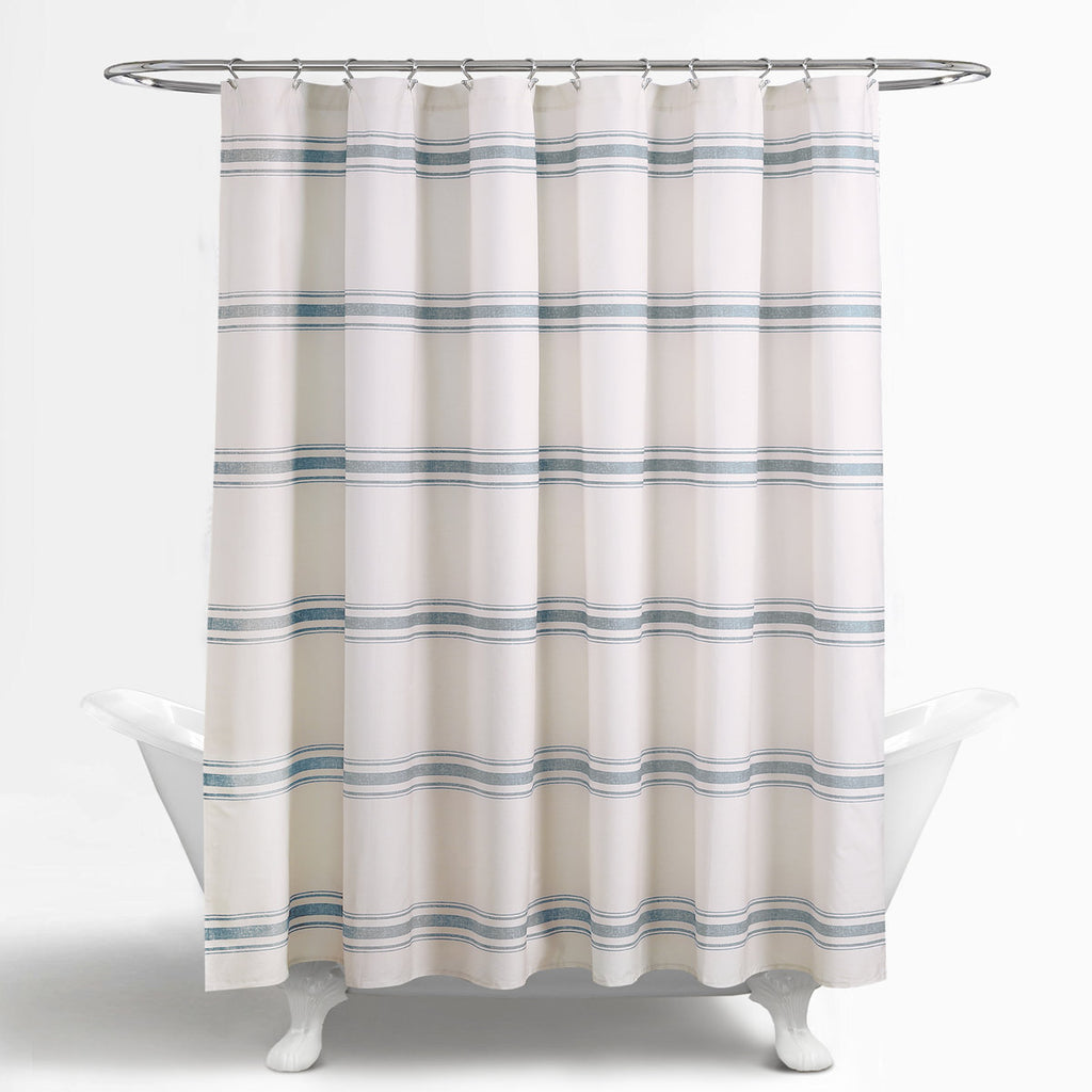 Lush Decor Farmhouse Stripe Cotton Shower Curtain
